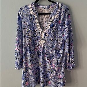 Lilly Pulitzer Vibrant Blue and Pink Patterned Tunic